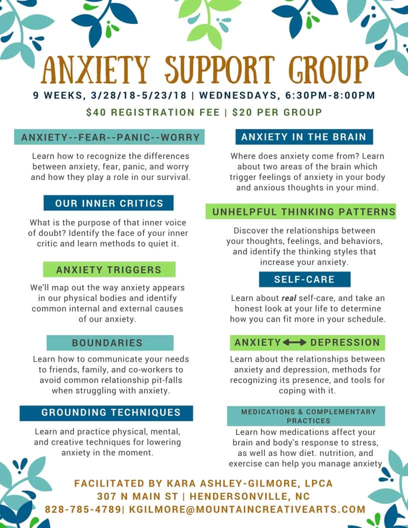 Anxiety Support Groups | Mountain Creative Arts Counseling