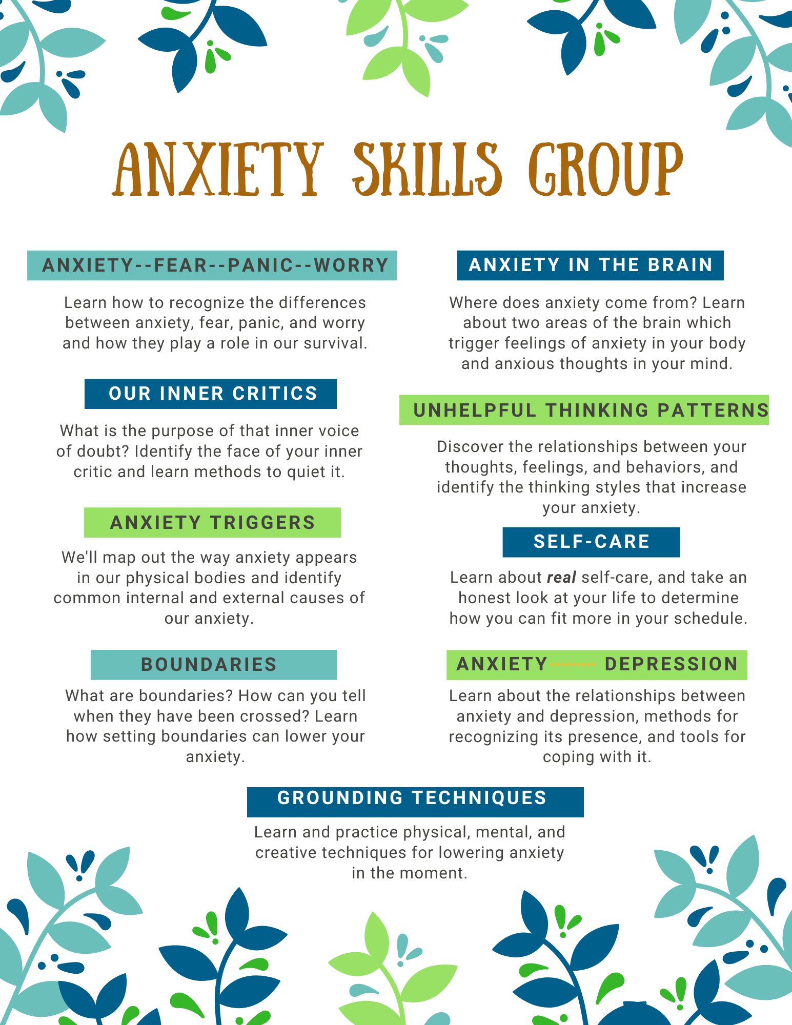 Anxiety Skills Group Flyer