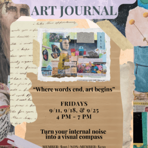 Flyer for The Therapeutic Art Journal Workshop series