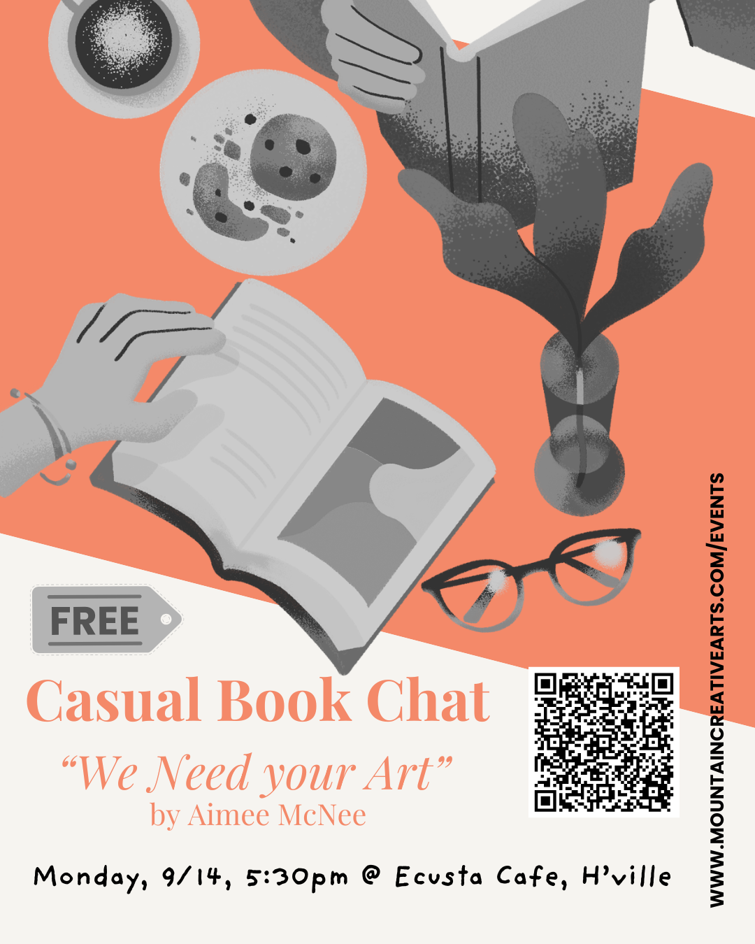 “We Need Your Art” Casual Book Chat Flyer